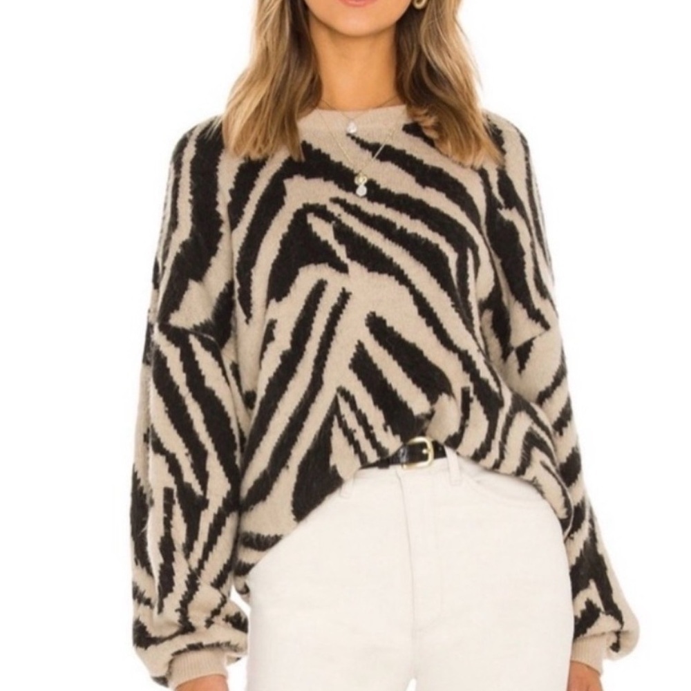 Show Me Your MuMu Duke Tiger Knit Sweater in Black and Cream size XS